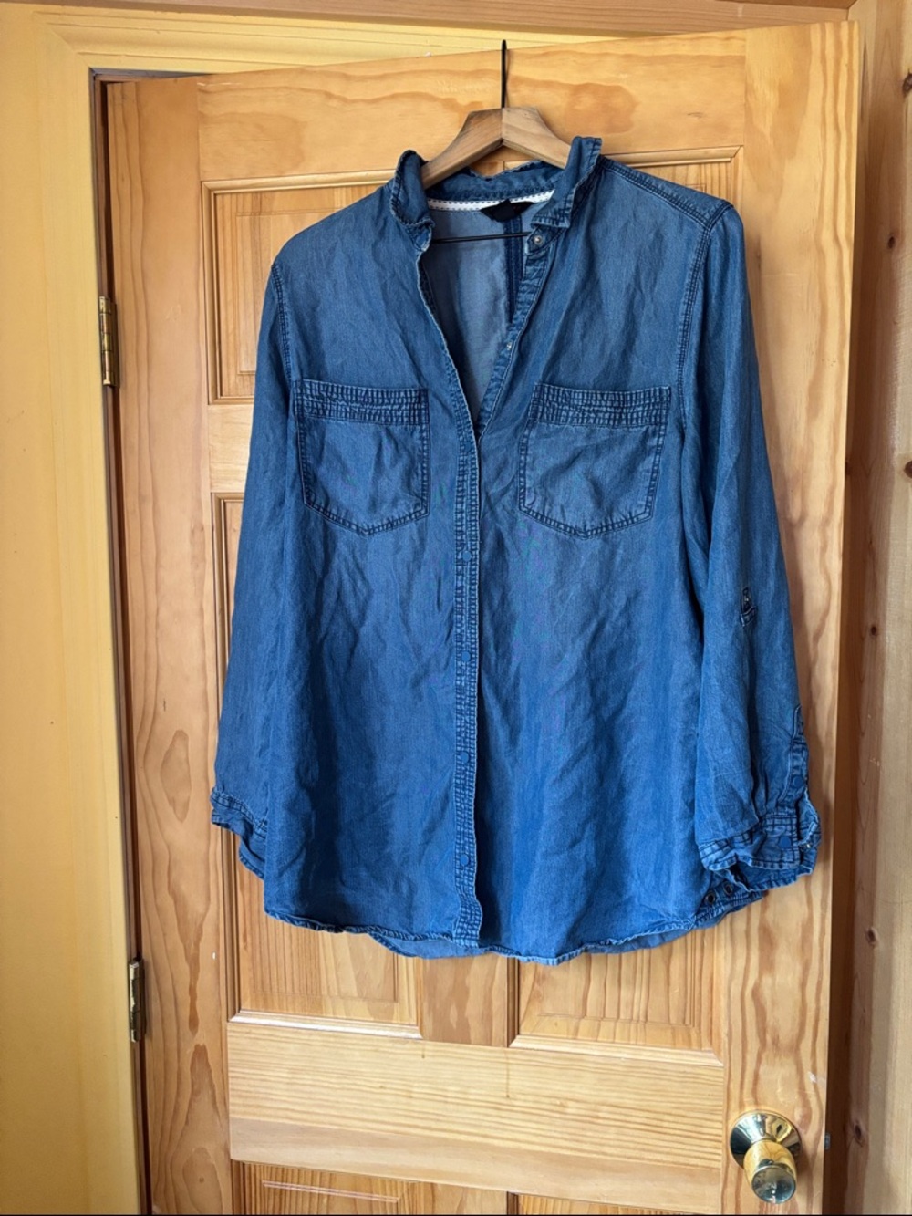 Casual Indigo lyocell Denim Shirt with Button Details